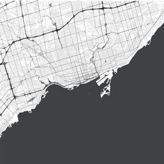 Obraz premium Minimal vector city map of Toronto with streets, parks and Lake Ontario shoreline