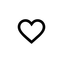 Fototapeta premium Simple black outline of a heart shape icon on a white background.