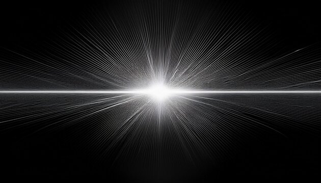 Lens Flare High Quality Bright Diamond Style Highlighting A Crisp White Starburst Explosion Centered On An Infinite Thin Horizontal Silver Light Line With Transparent Background