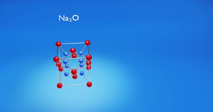 Sodium oxide crystal structure. 3d render video
