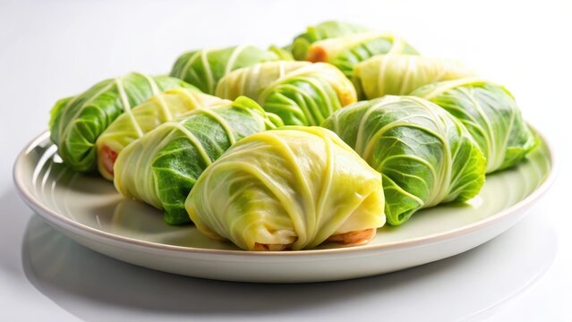 Cabbage rolls on plates isolated on background, fresh, cooking,  fresh, cooking, culinary art, edible, harvest, nature
