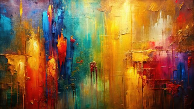 Modern canvas surface with vibrant abstract art features dynamic brushstrokes and a metallic sheen that catches the light