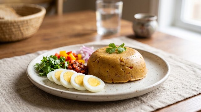 Delicious Peruvian dish with sliced eggs, chopped vegetables, and a flavorful mound of food, perfect for a healthy meal