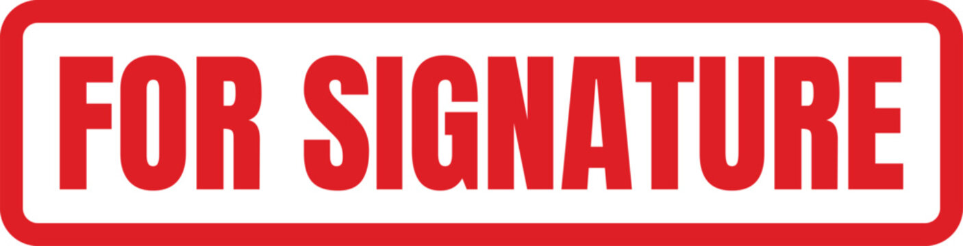 Bold red ink rubber stamp mark with text for signature for formal business contracts and documents