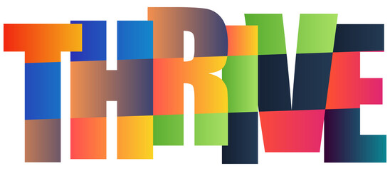 Colorful typography design with bold letters spelling thrive © Mahadi