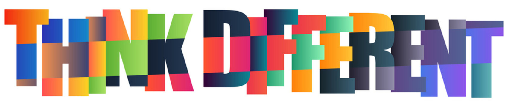 Colorful 3D letter blocks spelling out the word think different you in bright hues