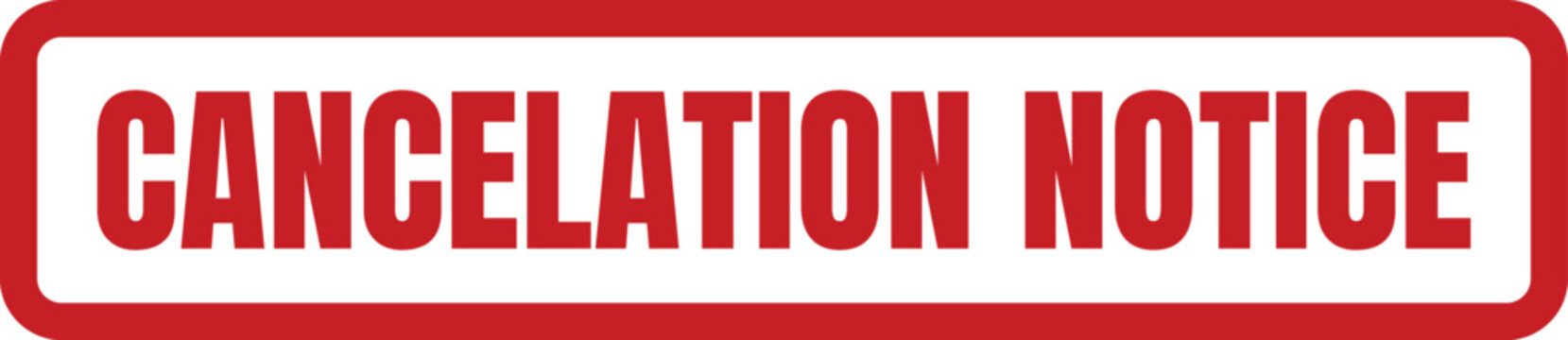 Bold red rubber stamp design featuring the text cancelation notice for official business and administrative correspondence
