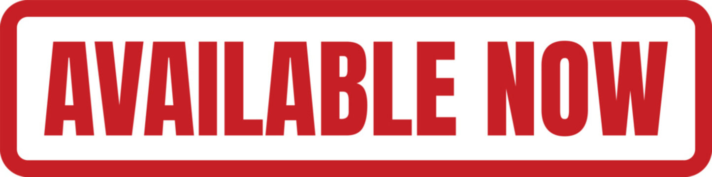 A bright red stamp indicating that the item is currently available for purchase right now