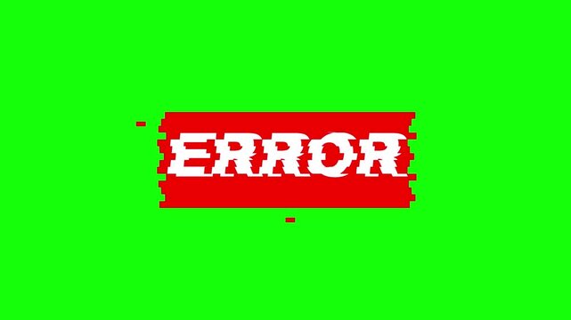 Glitched white 'ERROR' text on a vibrant red digital bar intensely signals a critical system malfunction or an unexpected technical problem, standing out against a bright green background.