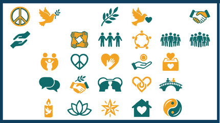 Fototapeta premium Community Diversity and Social Responsibility Icon Set