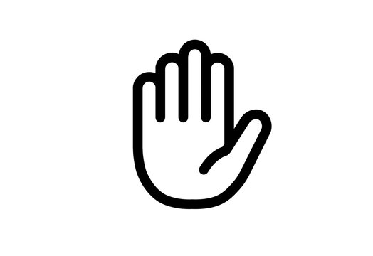 Black outline no touching hand prohibition sign transparent background