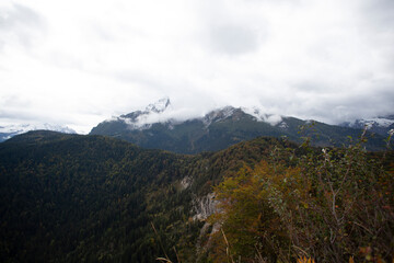 Fototapeta premium Mountain view of Watzmann mountain in autumn, Bavaria, Germany