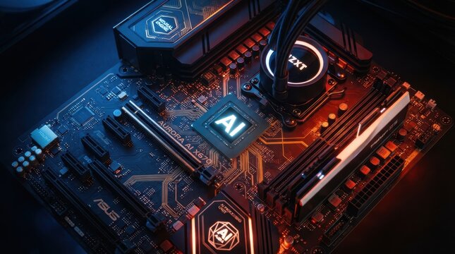 High performance computer motherboard with integrated artificial intelligence processing unit for advanced gaming and data computing