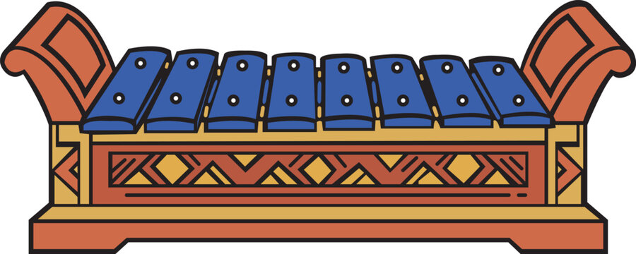 Traditional Indonesian Saron Gamelan Metallophone Instrument Illustration