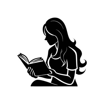 Woman reading a book silhouette