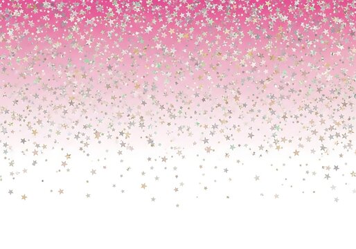 Abstract pink and silver glitter gradient background with small square pixel particles