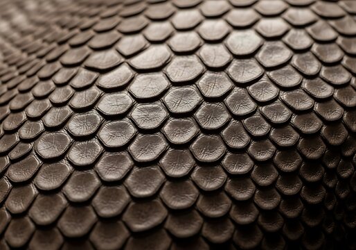 Close up view of detailed black snake skin texture with shiny overlapping scales