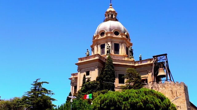 Tempio di Cristo Re with Italian Flag, Messina, Sicily