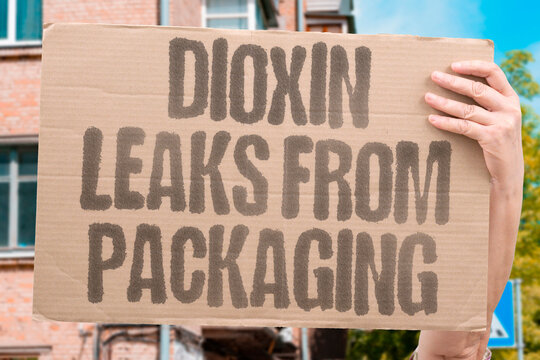"Dioxin leaks from packaging" Chemical contamination from materials reaches food products. TOXIN. PACKAGING. CONTAMINATION. LEACHING. SAFETY.