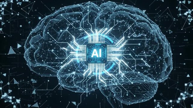 Artificial Intelligence AI Concept Brain Circuit Digital Technology Background