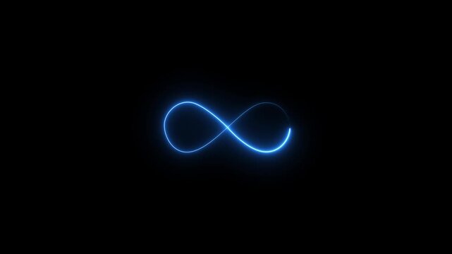 infinity neon icon design, infinity neon video animation, neon infinity symbol animation on black background,