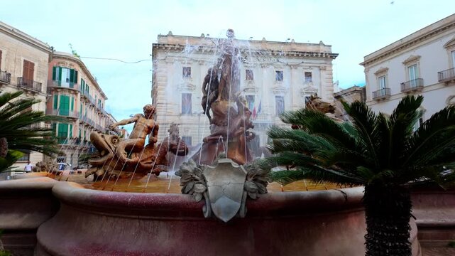 Fountain of Diana in Piazza Archimede, Syracuse, Sicily, Italy
