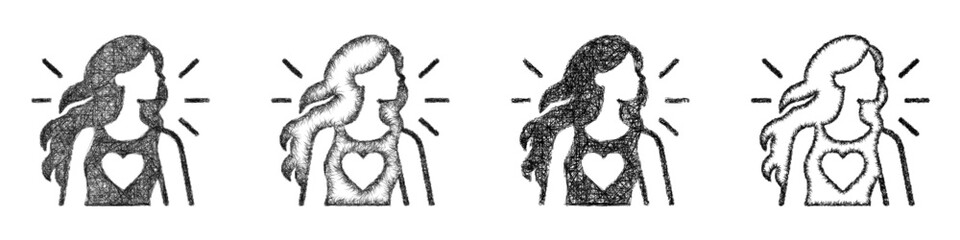 Fototapeta premium Monochrome sketch personal expression icon design set