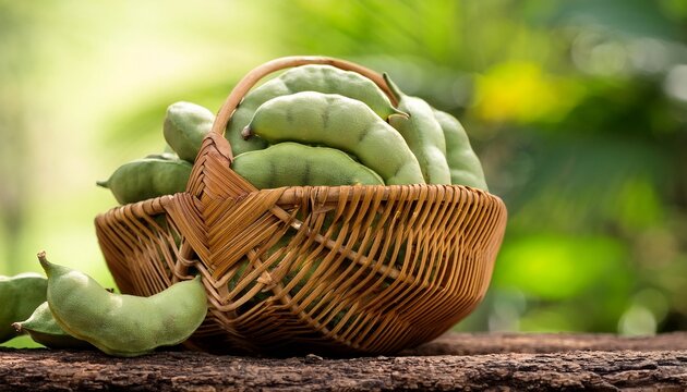 Abelmosk Or Abelmoschus Moschatus Fresh Pods On Natural Background