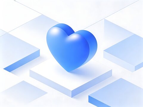 Blue heart on geometric blocks