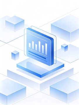 Blue isometric data chart on cubes
