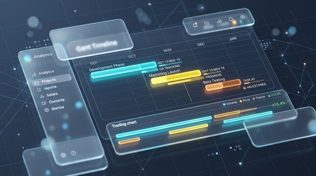 Advanced Gantt timeline interface highlighting marketing launch and beta testing schedules   