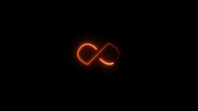 infinity neon icon design, infinity neon video animation, neon infinity symbol animation on black background,