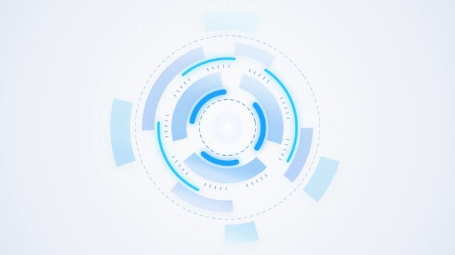 Minimalist Futuristic HUD Interface Animation with Rotating Circular Blue Data Elements
