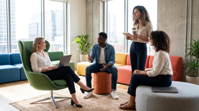 Business team having informal office meeting
