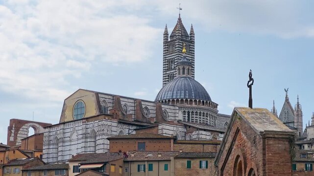 Panoramic view of the Siena with Duomo cathedral in Tuscany, Italy