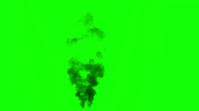 Green smoke plume dissipates upwards against a chroma key background ascending atmospheric broadcast cloud composite decay diffusion dissipating effects emission