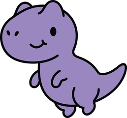 Fototapeta premium A cute purple cartoon dinosaur character with a simple smiling face, depicted in a flat style on a clean white background, for kids