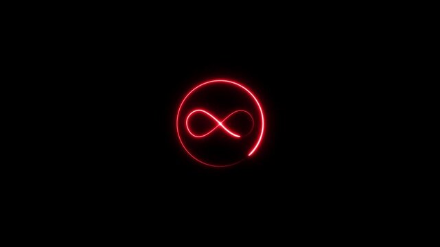 infinity neon icon design, infinity neon video animation, neon infinity symbol animation on black background,