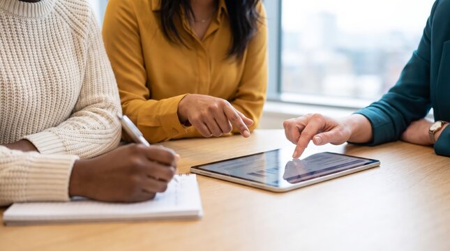 Business planning with tablet and notes