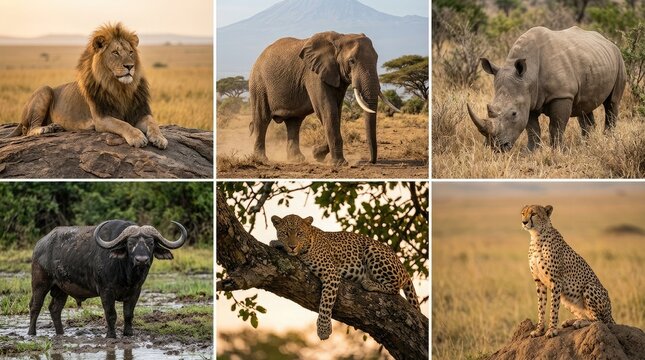 A majestic compilation of african wildlife lions elephants rhinos buffalo zebras and cheetahs in their natural habitats