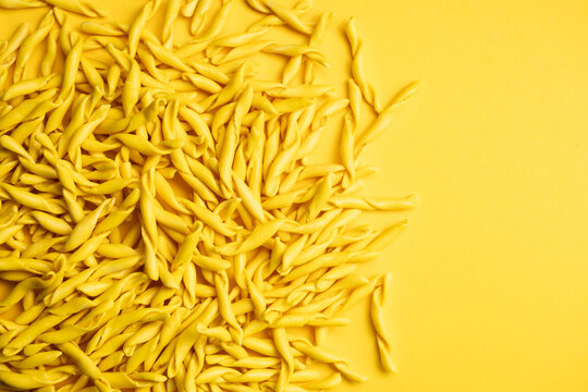 Traditional Lemon Pasta on yellow background