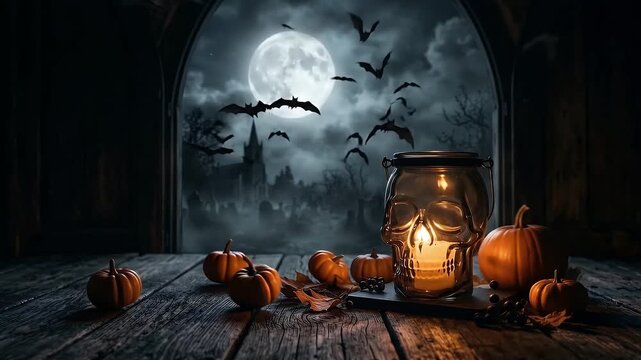 halloween pumpkin on the window
