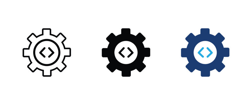 Custom code icon, programming gear web development symbol. vector illustration
