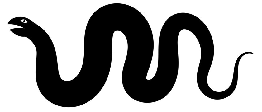 Black snake icon, simple serpent symbol set