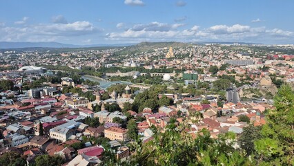 High Angle Panoramic View of Tbilisi Cityscape and Old Town from Sololaki Hill, Georgia © UMIT