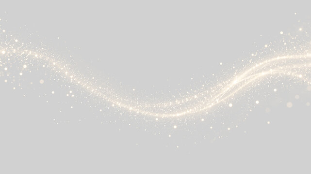 Scia luminosa di glitter dorato con particelle scintillanti ed effetto polvere di stelle su sfondo trasparente PNG