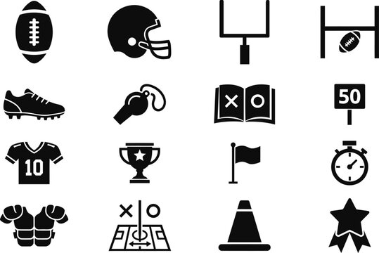 American Football Icon Set Collection for Sports Design