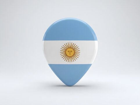 Argentina flag icon as a glossy map pointer pin isolated on white background