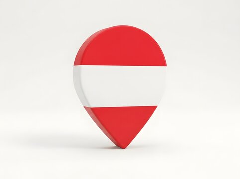 3d map pointer pin with the flag of austria isolated on white background