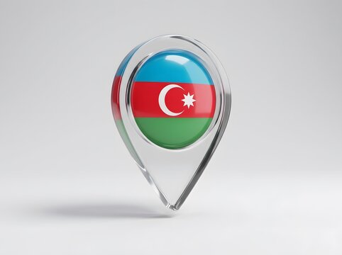3d map pointer with the flag of azerbaijan isolated on white background